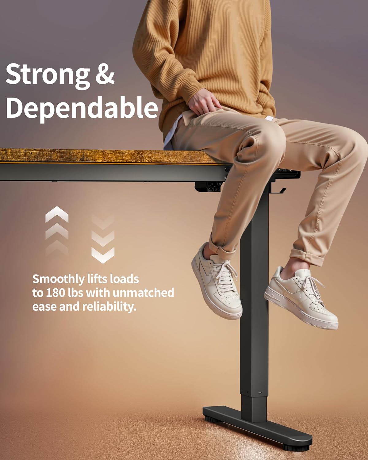 escritorio de pie eléctrico ajustable para computadora, escritorio de pie, oficina, juegos, hogar, oficina, escritorios de memoria, 48 x 24 pulgadas, marco negro/parte superior marrón rústico escritorio de pie eléctrico ajustable para computadora, escritorio de pie, oficina, juegos, hogar, oficina, escritorios de memoria, 48 x 24 pulgadas, marco negro/parte superior marrón rústico